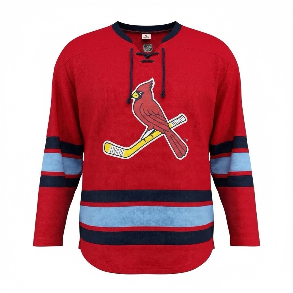 St Louis Cardinals Hockey Jersey Adult XL Red Lace Up Scott Credit Union L/S